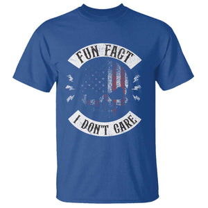Fun Fact I Dont Care T Shirt Retro US Flag Skull Skeleton Funny Saying Quote TS10 Royal Blue Print Your Wear