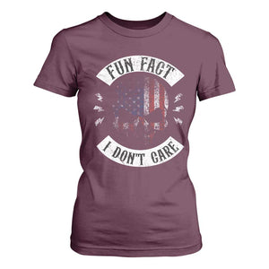 Fun Fact I Dont Care T Shirt For Women Retro US Flag Skull Skeleton Funny Saying Quote TS10 Maroon Print Your Wear
