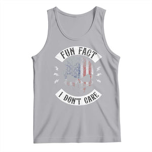 Fun Fact I Dont Care Tank Top Retro US Flag Skull Skeleton Funny Saying Quote TS10 Athletic Heather Print Your Wear