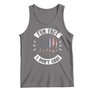Fun Fact I Dont Care Tank Top Retro US Flag Skull Skeleton Funny Saying Quote TS10 Deep Heather Print Your Wear
