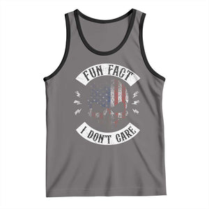 Fun Fact I Dont Care Tank Top Retro US Flag Skull Skeleton Funny Saying Quote TS10 Deep Heather Black Print Your Wear
