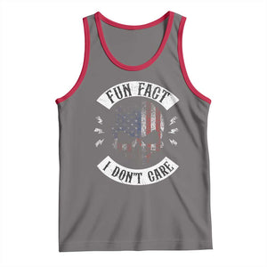 Fun Fact I Dont Care Tank Top Retro US Flag Skull Skeleton Funny Saying Quote TS10 Deep Heather Red Print Your Wear