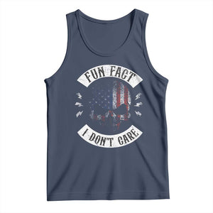 Fun Fact I Dont Care Tank Top Retro US Flag Skull Skeleton Funny Saying Quote TS10 Navy Print Your Wear