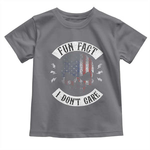 Fun Fact I Dont Care Toddler T Shirt Retro US Flag Skull Skeleton Funny Saying Quote TS10 Charcoal Print Your Wear