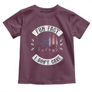 Fun Fact I Dont Care Toddler T Shirt Retro US Flag Skull Skeleton Funny Saying Quote TS10 Maroon Print Your Wear