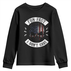 Fun Fact I Dont Care Youth Sweatshirt Retro US Flag Skull Skeleton Funny Saying Quote TS10 Black Print Your Wear