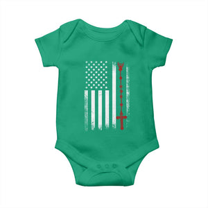 American Flag Rosary Catholic Cross Baby Onesie