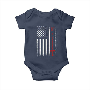 American Flag Rosary Catholic Cross Baby Onesie