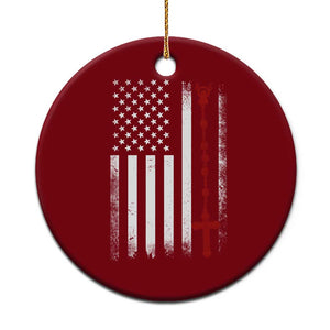 American Flag Rosary Catholic Cross Ceramic Ornament