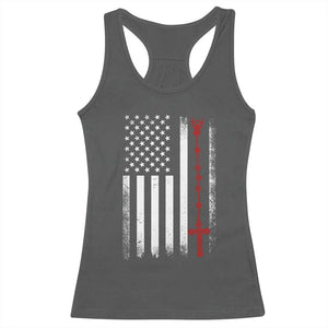 American Flag Rosary Catholic Cross Racerback Tank Top