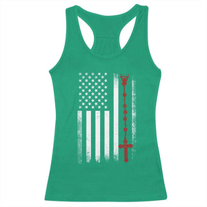 American Flag Rosary Catholic Cross Racerback Tank Top