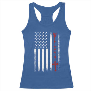American Flag Rosary Catholic Cross Racerback Tank Top