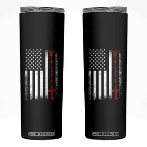 American Flag Rosary Catholic Cross Skinny Tumbler