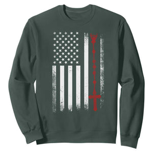 American Flag Rosary Catholic Cross Sweatshirt