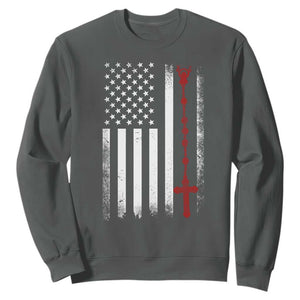 American Flag Rosary Catholic Cross Sweatshirt