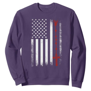 American Flag Rosary Catholic Cross Sweatshirt