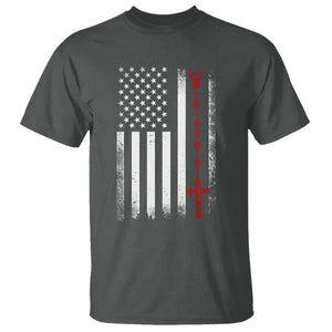 American Flag Rosary Catholic Cross T Shirt