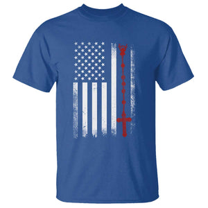 American Flag Rosary Catholic Cross T Shirt