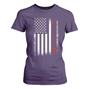 American Flag Rosary Catholic Cross T Shirt For Women