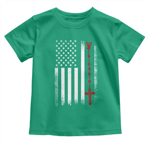 American Flag Rosary Catholic Cross Toddler T Shirt