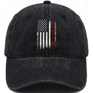 American Flag Rosary Catholic Cross Washed Cotton Baseball Cap TS10 Print Your Wear