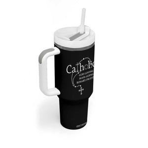 Catholic God Loving Mass Going Rosary Praying Faith Tumbler With Handle Jesus Eucharist Christianity