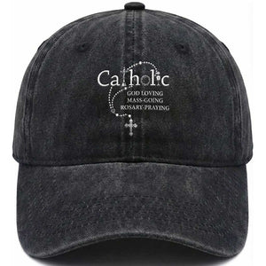 Catholic God Loving Mass Going Rosary Praying Faith Washed Cotton Baseball Cap Jesus Eucharist Christianity TS10 Print Your Wear