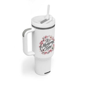 Mahjong Tumbler With Handle Floral Mah Jongg