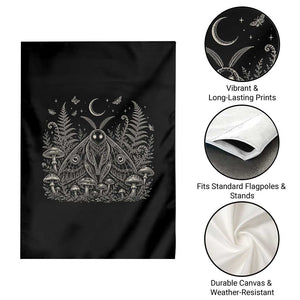 Mothman Garden Flag Vintage Cryptid Graphic Gothic Forest Moth Mushroom Folklore Gift
