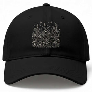Mothman Baseball Cap Vintage Cryptid Graphic Gothic Forest Moth Mushroom Folklore Gift
