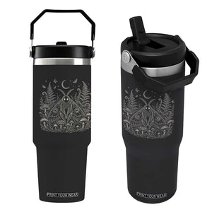 Mothman Flip Straw Tumbler Vintage Cryptid Graphic Gothic Forest Moth Mushroom Folklore Gift