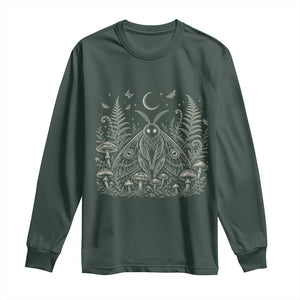 Mothman Long Sleeve Shirt Vintage Cryptid Graphic Gothic Forest Moth Mushroom Folklore Gift