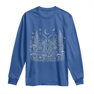 Mothman Long Sleeve Shirt Vintage Cryptid Graphic Gothic Forest Moth Mushroom Folklore Gift