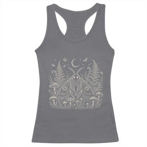 Mothman Racerback Tank Top Vintage Cryptid Graphic Gothic Forest Moth Mushroom Folklore Gift