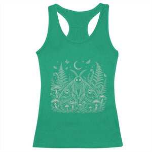 Mothman Racerback Tank Top Vintage Cryptid Graphic Gothic Forest Moth Mushroom Folklore Gift