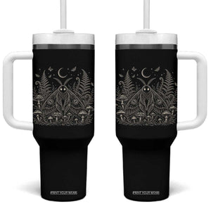 Mothman Tumbler With Handle Vintage Cryptid Graphic Gothic Forest Moth Mushroom Folklore Gift