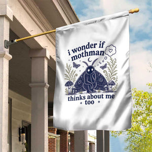 Funny Mothman Garden Flag I Wonder If Mothman Thinks About Me Too Cryptid Weirdcore