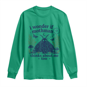 Funny Mothman Long Sleeve Shirt I Wonder If Mothman Thinks About Me Too Cryptid Weirdcore