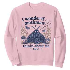 Funny Mothman Sweatshirt I Wonder If Mothman Thinks About Me Too Cryptid Weirdcore