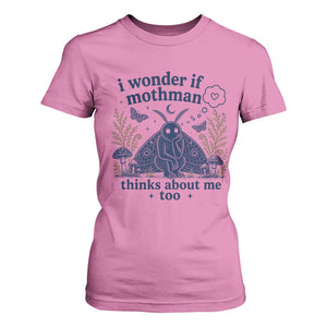Funny Mothman T Shirt For Women I Wonder If Mothman Thinks About Me Too Cryptid Weirdcore