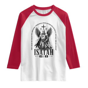 Here Am I Send Me Isaiah 6 8 Catholic Knight Templar Crusader Faith Raglan Shirt