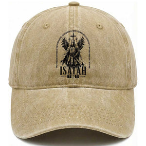 Here Am I Send Me Isaiah 6 8 Catholic Knight Templar Crusader Faith Washed Cotton Baseball Cap