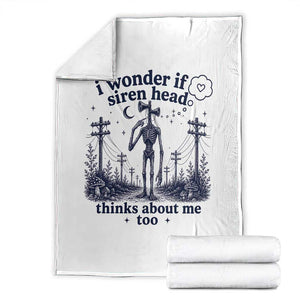 Funny Siren Head Throw Blanket I Wonder If Siren Head Thinks About Me Too Weirdcore Cryptid Lovers
