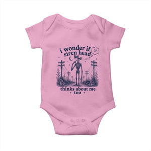 Funny Siren Head Baby Onesie I Wonder If Siren Head Thinks About Me Too Weirdcore Cryptid Lovers