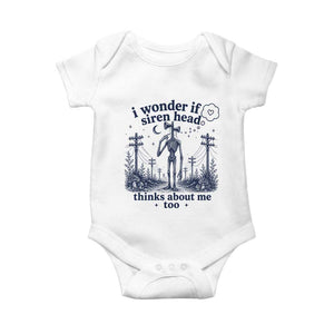 Funny Siren Head Baby Onesie I Wonder If Siren Head Thinks About Me Too Weirdcore Cryptid Lovers