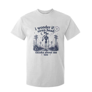 Funny Siren Head T Shirt For Kid I Wonder If Siren Head Thinks About Me Too Weirdcore Cryptid Lovers