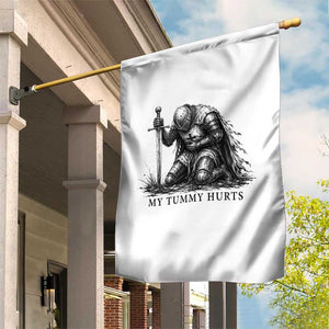 Tummy Hurts Funny Medieval Knight Garden Flag Dark Fantasy Meme