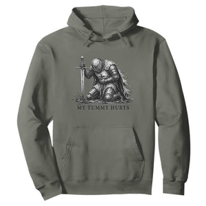 Tummy Hurts Funny Medieval Knight Hoodie Dark Fantasy Meme