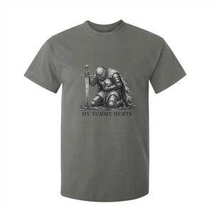 Tummy Hurts Funny Medieval Knight T Shirt For Kid Dark Fantasy Meme