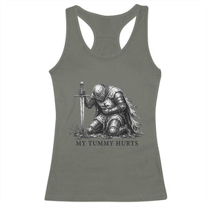 Tummy Hurts Funny Medieval Knight Racerback Tank Top Dark Fantasy Meme
